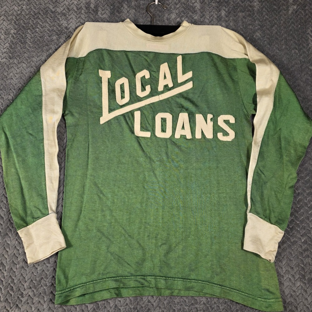 Vintage 1930s Local Loans Athletic Jersey Mens Small Kennedy Bros Felt Lettering